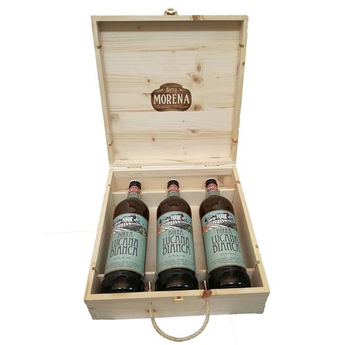 Cassa Di Abete Naturale con 3 Craft Beer 75cl - Lucana Bianca