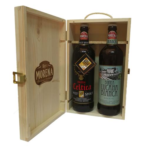 Cassa Di Abete Naturale con 2 Craft Beer 75cl (Lucana Bianca - Celtica Sweet Stout)