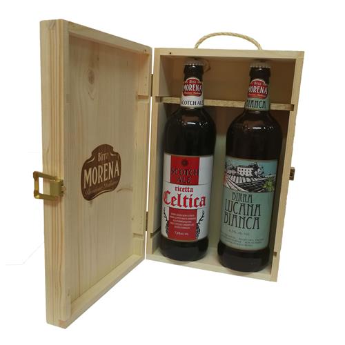 Cassa Di Abete Naturale con 2 Craft Beer 75cl (Celtica Scotch Ale - Lucana Bianca) 